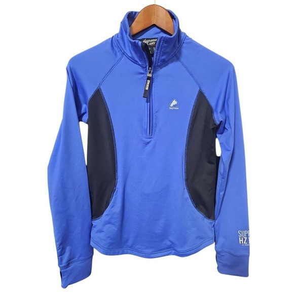 Supreme Est 1982 Half Zip Pullover Athletic Top Thumb Holes Blue S‎ Women's Nwot - Picture 2 of 5